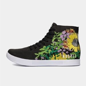 Women's Floral High-Top Sneakers - Black